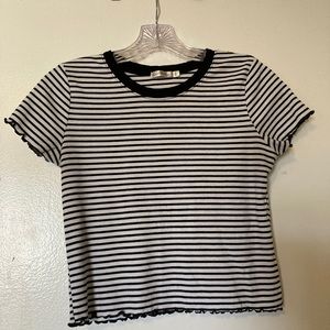 Black and white striped crop top